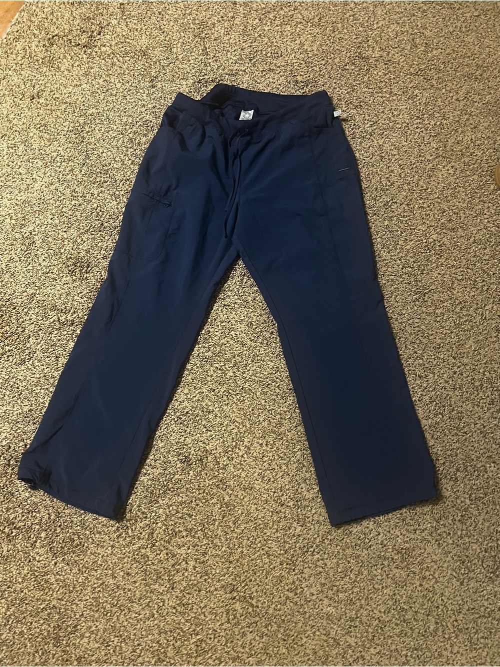 Wide Leg Women's Scrub Pants in Navy Blue with Drawstring Waist